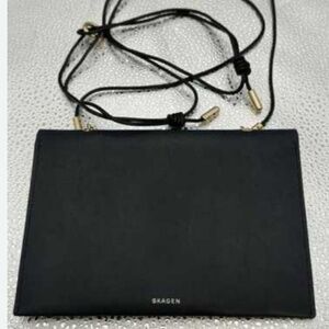 SKAGEN Nubuck Leather Ultra-Thin Wallet/Clutch on a Long Strap